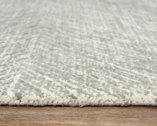 Alora Decor Trace Hand-Tufted Gray And Ivory Chevron Rug 100% Wool Transitional Accent With Bound Edges And Soft Texture 7'6" x 9'6" 01401410437337696