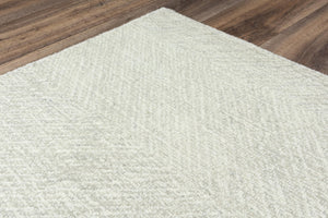 Alora Decor Trace Hand-Tufted Gray Chevron Wool Rug — Soft Ivory Base, Durable Natural Fibers, Cozy Timeless Style 5' x 7'6" 01401410537460576