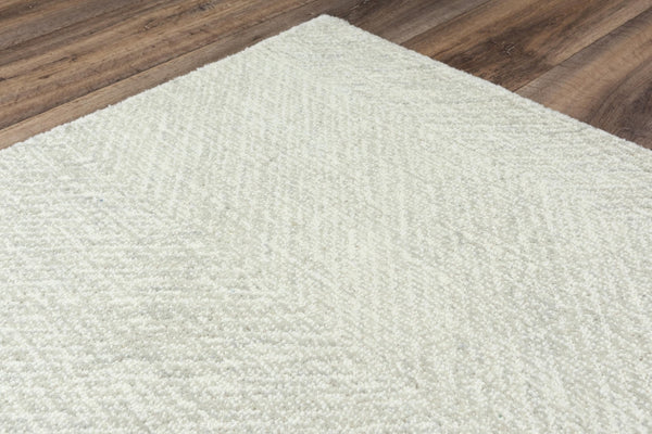 Alora Decor Trace Hand-Tufted Gray Chevron Wool Rug — Soft Ivory Base, Durable Natural Fibers, Cozy Timeless Style 5' x 7'6" 01401410537460576