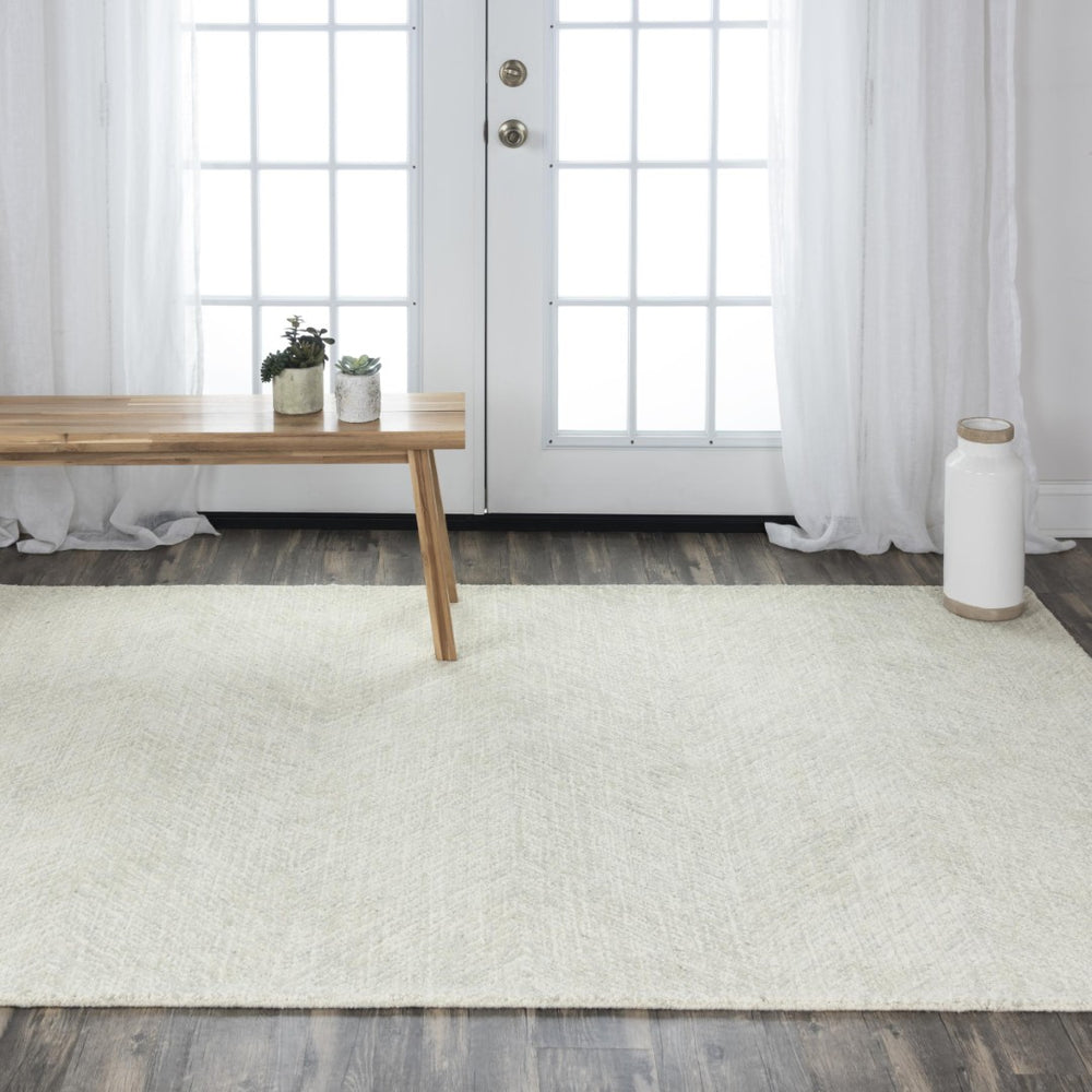 Alora Decor Trace Hand-Tufted Gray Chevron Wool Rug — Soft Ivory Base, Durable Natural Fibers, Cozy Timeless Style 5' x 7'6" 01401410537460576