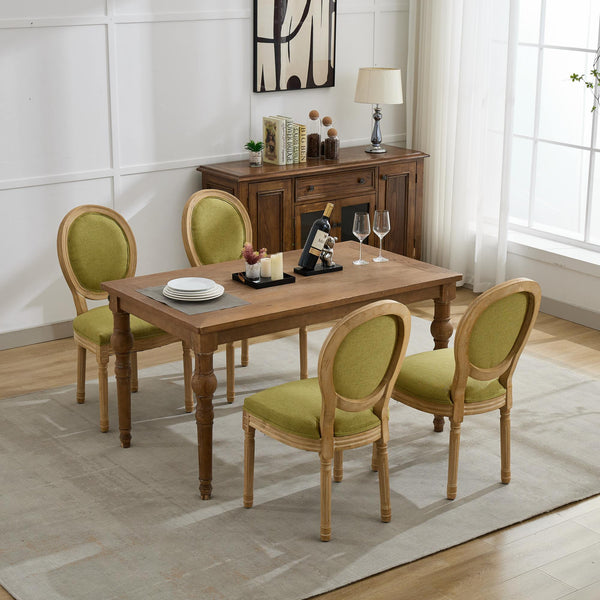 English Elm A&A French Style Solid Wood Dining Chair with Antique Paint, Linen Rattan Back, Plush Cushioning W1143P323333 W1143P323333