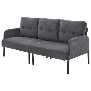 English Elm United We Win Corduroy Loveseat Plush Ergonomic Sofa with Spring Support Metal Legs Carbon Gray W1568P410050