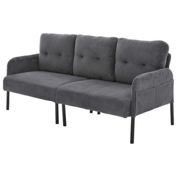 English Elm United We Win Corduroy Loveseat Plush Ergonomic Sofa with Spring Support Metal Legs Carbon Gray W1568P410050