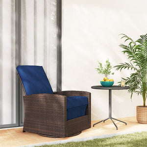 English Elm Outsunny Outdoor Wicker Swivel Recliner Chair With Water-Resistant Cushions For Ultimate Comfort W2225P249604-GIGA