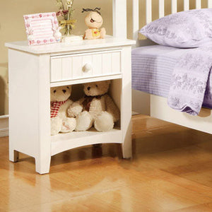 English Elm Karine White Wooden Nightstand with Drawer & Open Shelf, Compact Contemporary Bedside Accent Table SR014238