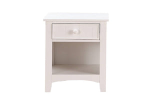 English Elm Karine White Wooden Nightstand with Drawer & Open Shelf, Compact Contemporary Bedside Accent Table SR014238