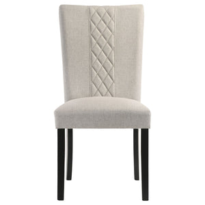English Elm Modoc Beige Fabric Dining Chairs with Cross-hatch Back and Black Legs Set of 2 B062P447807