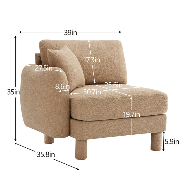 English Elm Lucas Boucle Three Seat Sofa Sculptural Curved Arms Mid-century Living Room Design W3041P337291