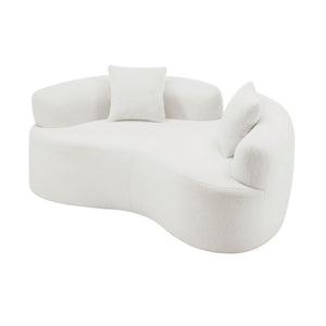 English Elm 66.93 Curved Loveseat 73" Heart-Shaped Teddy Velvet Sofa Full Foam & Spring Support, No-Assembly Cozy Compact White W3612P332115