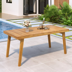 English Elm Christopher Knight Home® - 69" Acacia Wood Outdoor Dining Table with Slatted Top for Easy Drainage, Durable 300 lb Capacity, Stylish Patio Entertaining Natural N779P234500N