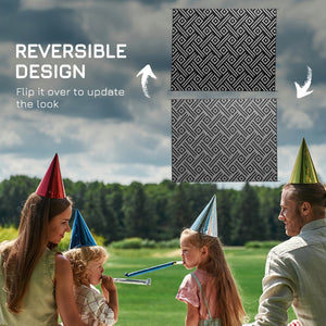 English Elm Outsunny Reversible Polypropylene Outdoor Rug Geometric Flatweave Mat with Carry Bag W2225P174550