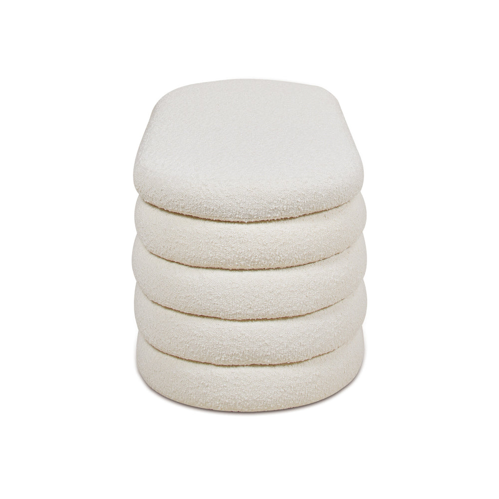 English Elm Jennifer Taylor Home - Fuji 49" Upholstered Oval Storage Bench with Bouclé Texture, Plush Tufted Lid & Hidden Compartment White B2719P238464