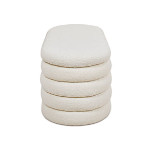 English Elm Jennifer Taylor Home - Fuji 49" Upholstered Oval Storage Bench with Bouclé Texture, Plush Tufted Lid & Hidden Compartment White B2719P238464