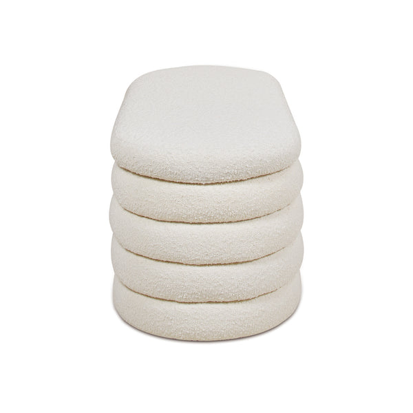 English Elm Jennifer Taylor Home - Fuji 49" Upholstered Oval Storage Bench with Bouclé Texture, Plush Tufted Lid & Hidden Compartment White B2719P238464