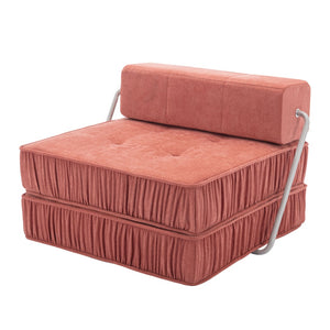 English Elm Green Chenille Floor Sofa Convertible Futon Chair with Modular Sleeping Support Orange W3612P376633