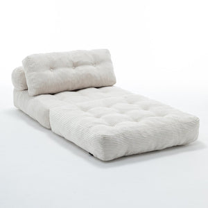 English Elm Folding Floor Sofa Bed Convertible Lounge Chair with Shredded Foam Fill for Bedroom Beige W2200P442793