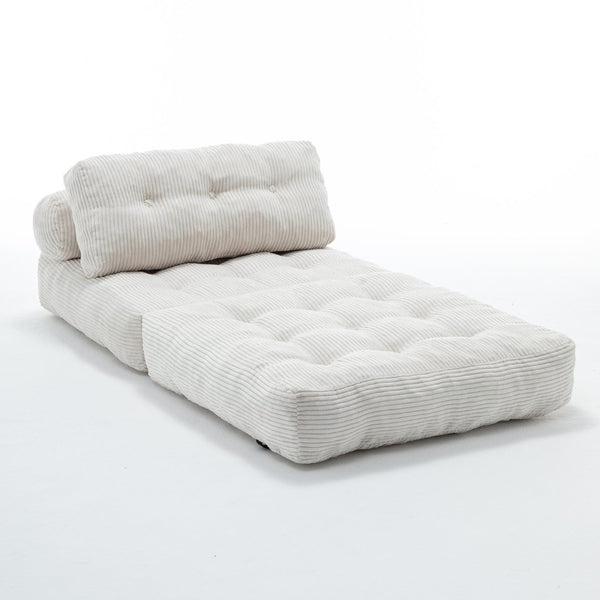 English Elm Folding Floor Sofa Bed Convertible Lounge Chair with Shredded Foam Fill for Bedroom Beige W2200P442793