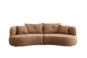 English Elm Wks7c Curved Modular Sofa Solid Wood Frame Fabric Upholstery Seats 4 Living Room Camel W2085S00075
