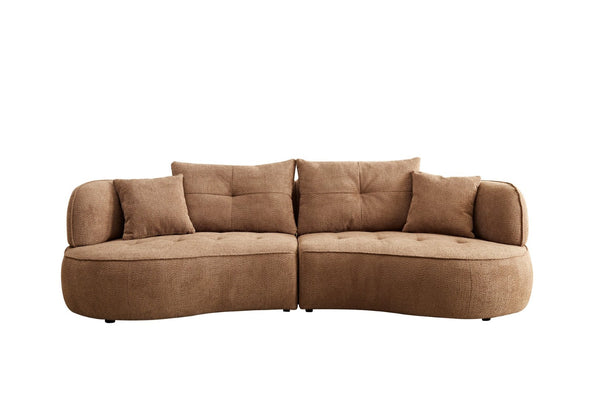 English Elm Wks7c Curved Modular Sofa Solid Wood Frame Fabric Upholstery Seats 4 Living Room Camel W2085S00075