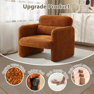 English Elm Best-selling Boucle Cloud Chair Curved Plush Upholstered Armchair with Lumbar Pillow Included Orange W1765P334055