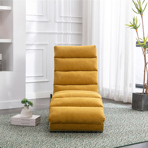English Elm Linen Ergonomic Massage Chaise Lounge with Remote Control, 140° Recline, Heavy-Duty Frame, 5 Modes Mustard W39539621
