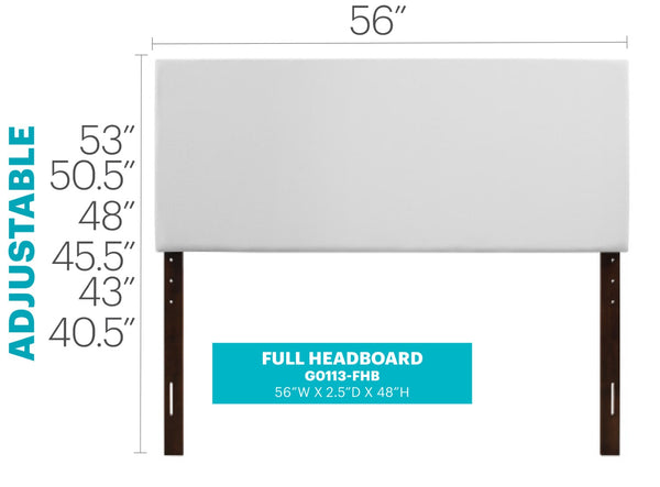 English Elm Elegant Full Size Adjustable Headboard Classic Finish Casual Style for Any Bedroom White B078112019