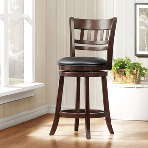 Jaxon Rubberwood Swivel Counter Stool Lattice Back Upholstered Kitchen Seat