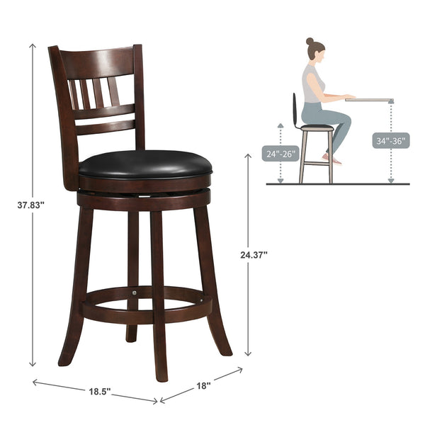 Jaxon Rubberwood Swivel Counter Stool Lattice Back Upholstered Kitchen Seat