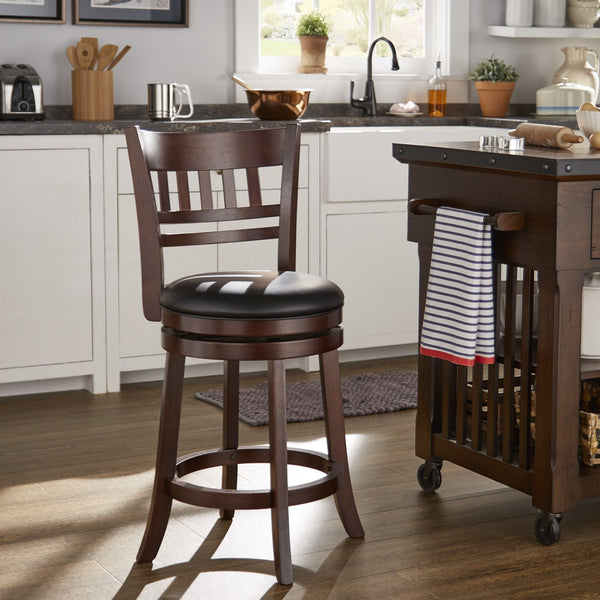 Jaxon Rubberwood Swivel Counter Stool Lattice Back Upholstered Kitchen Seat