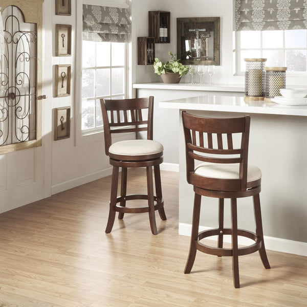 Jaxon Rubberwood Swivel Counter Stool Lattice Back Upholstered Kitchen Seat