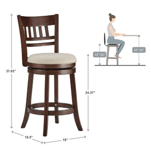 Jaxon Rubberwood Swivel Counter Stool Lattice Back Upholstered Kitchen Seat