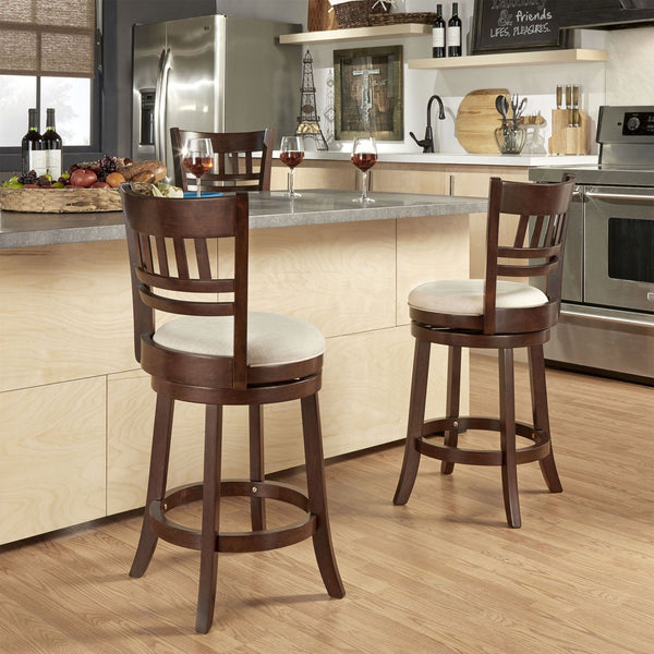 Jaxon Rubberwood Swivel Counter Stool Lattice Back Upholstered Kitchen Seat