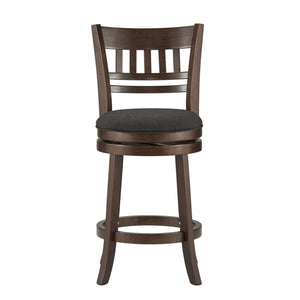 Homelegance Jaxon Rubberwood Swivel Counter Stool Lattice Back Upholstered Kitchen Seat Dark Cherry / Dark Grey 014DC-24DGL