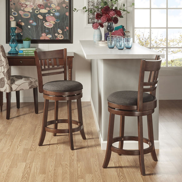 Jaxon Rubberwood Swivel Counter Stool Lattice Back Upholstered Kitchen Seat