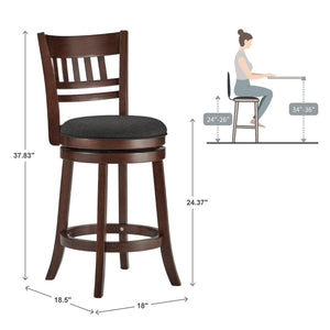 Jaxon Rubberwood Swivel Counter Stool Lattice Back Upholstered Kitchen Seat
