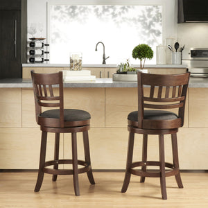 Jaxon Rubberwood Swivel Counter Stool Lattice Back Upholstered Kitchen Seat