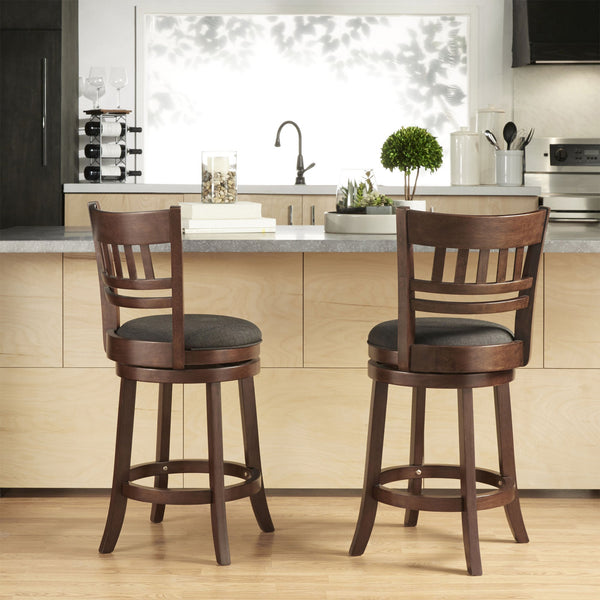 Jaxon Rubberwood Swivel Counter Stool Lattice Back Upholstered Kitchen Seat