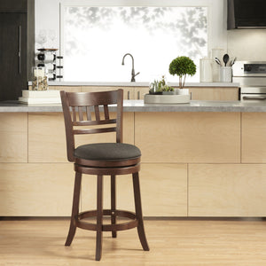 Jaxon Rubberwood Swivel Counter Stool Lattice Back Upholstered Kitchen Seat