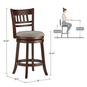 Jaxon Rubberwood Swivel Counter Stool Lattice Back Upholstered Kitchen Seat