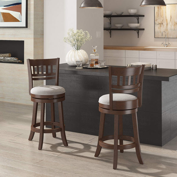 Jaxon Rubberwood Swivel Counter Stool Lattice Back Upholstered Kitchen Seat