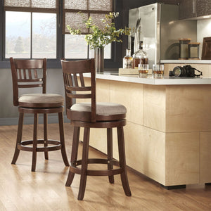 Jaxon Rubberwood Swivel Counter Stool Lattice Back Upholstered Kitchen Seat