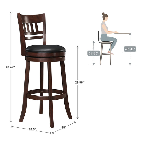 Jaxon Swivel Rubberwood Barstool with Lattice Back and Cushioned Seat for Kitchen