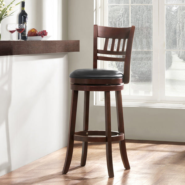 Jaxon Swivel Rubberwood Barstool with Lattice Back and Cushioned Seat for Kitchen