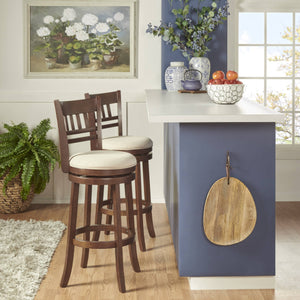 Jaxon Swivel Rubberwood Barstool with Lattice Back and Cushioned Seat for Kitchen