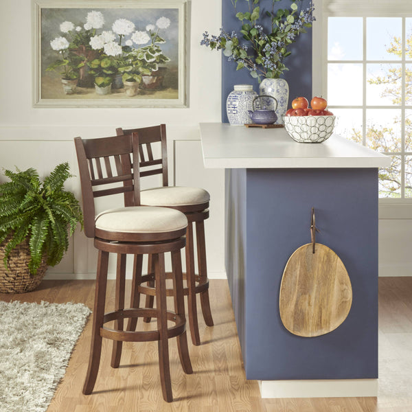 Jaxon Swivel Rubberwood Barstool with Lattice Back and Cushioned Seat for Kitchen