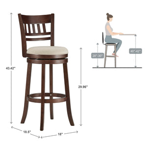 Jaxon Swivel Rubberwood Barstool with Lattice Back and Cushioned Seat for Kitchen