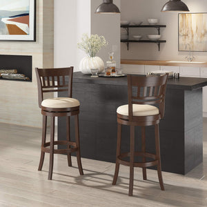 Jaxon Swivel Rubberwood Barstool with Lattice Back and Cushioned Seat for Kitchen