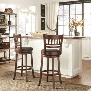 Jaxon Swivel Rubberwood Barstool with Lattice Back and Cushioned Seat for Kitchen