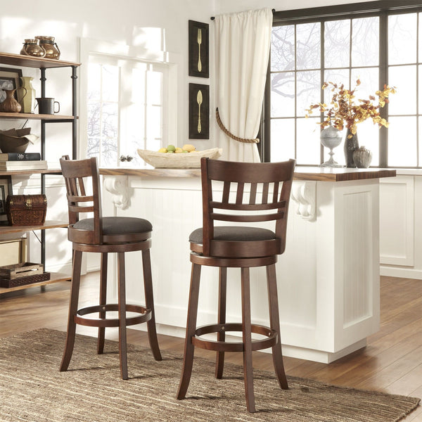 Jaxon Swivel Rubberwood Barstool with Lattice Back and Cushioned Seat for Kitchen