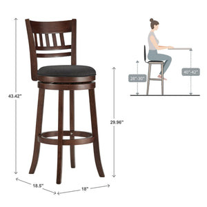 Jaxon Swivel Rubberwood Barstool with Lattice Back and Cushioned Seat for Kitchen